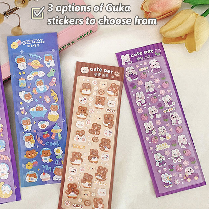 

3 Sheets/Pack Laser Bronzing Cute Stickers Kawaii Cartoon Laser Stickers DIY Photo Albums Frame Phone Decoration Sticker