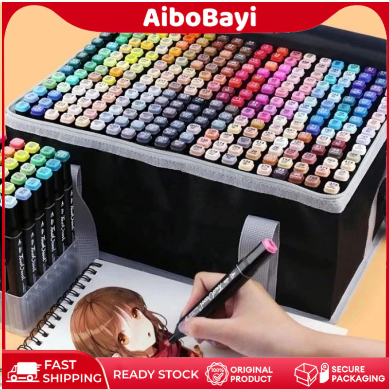 

【24H】Touch 204/168/ 120 Warna Sketsa Spidol Umum General Marker Set Animation Markers Dual Side Fine /Art Brush Pen Sketsa Animation Markers Twin Market Set