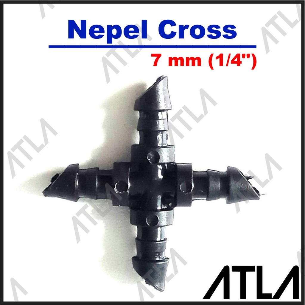 Paket 50 Konektor Nepel Cross T 4 x 7 mm 1/4" Selang Irigasi Tetes Drip