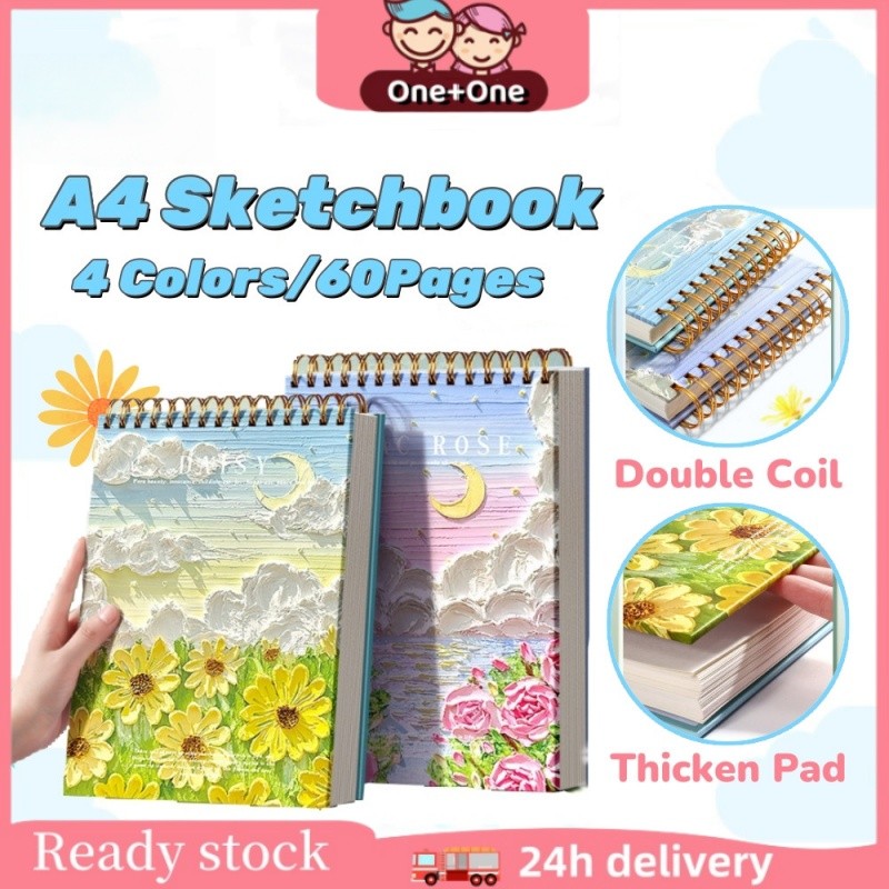 

A4 Double Spring Sketchbook Cute Cartoon Blank Sketch Pad Thick Drawing Book Art Painting Supplies