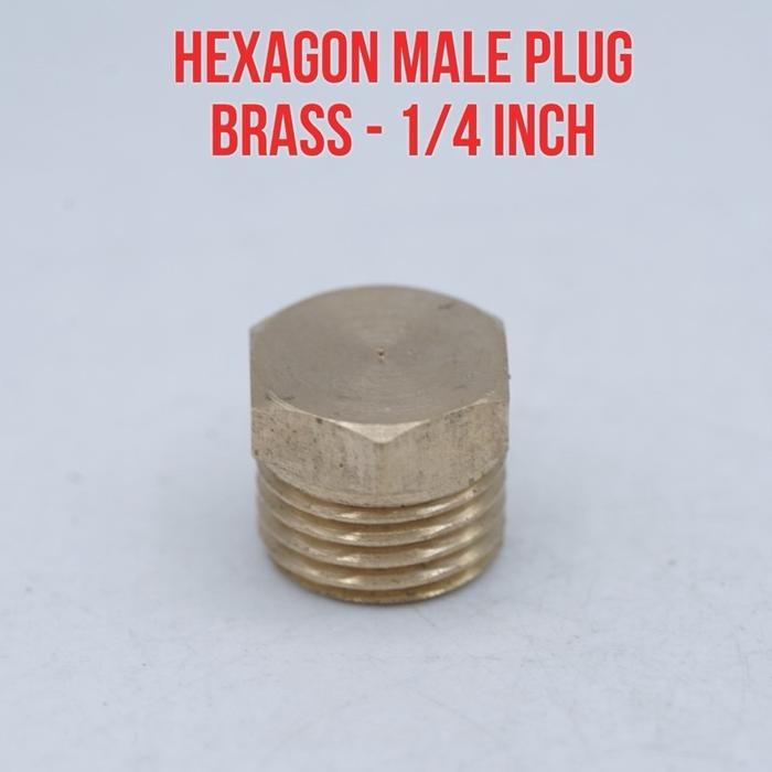 YOLO 1/4” Plug Dop Tutup Pipa Nepel Nipel Kepala Heksagonal Kuningan Drat Luar Kran Keran Air 1/4 in
