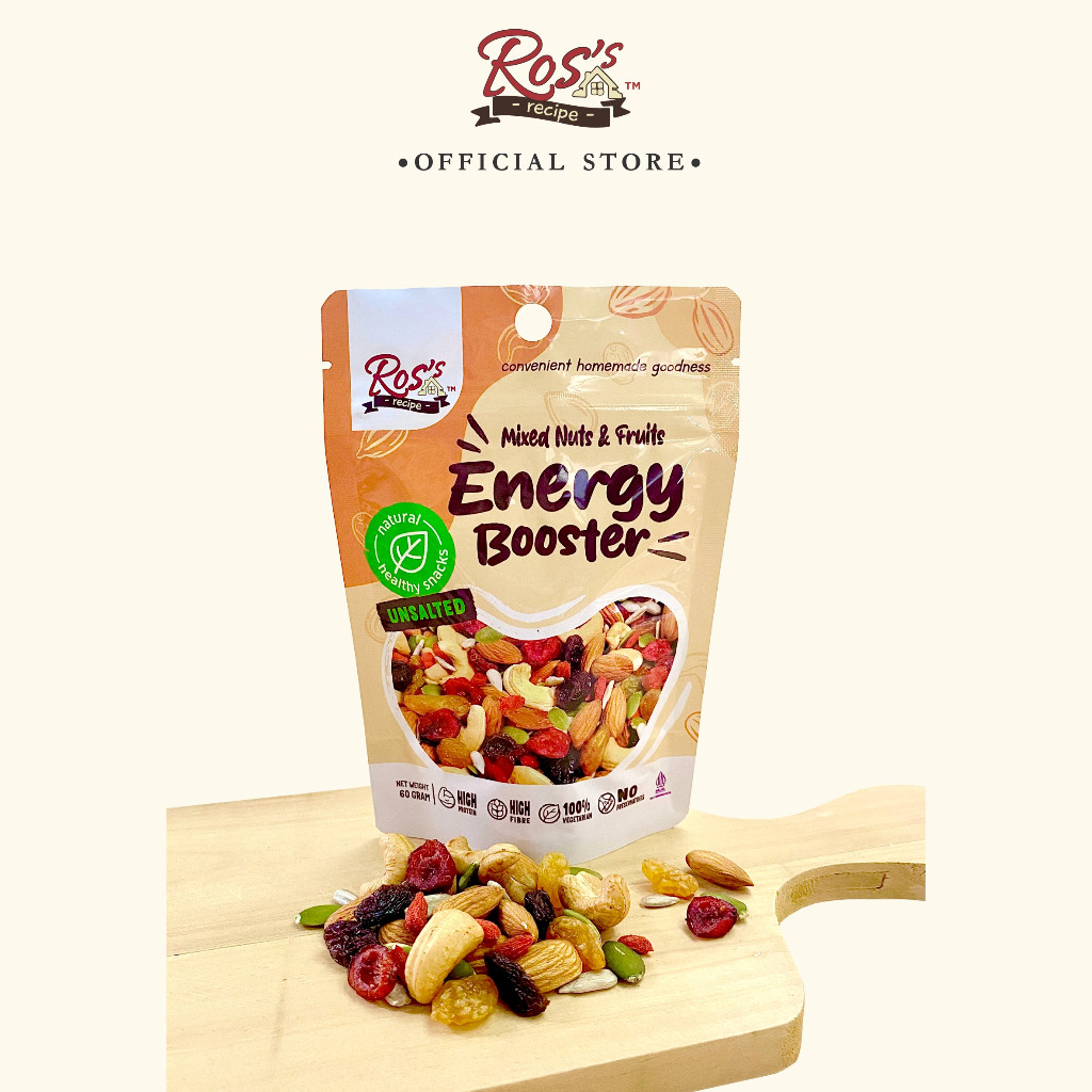 

Ros Recipe Kacang panggang- Mix Nut 60gr - Trail Mix Premium - Oven