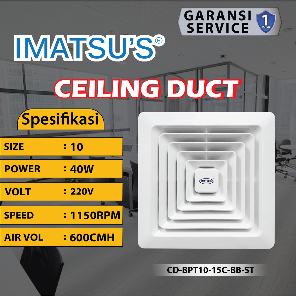 IMATSU'S Ceiling Duct 10 Inch Exhaust Blower Fan Plafon Rumah Toilet Dapur