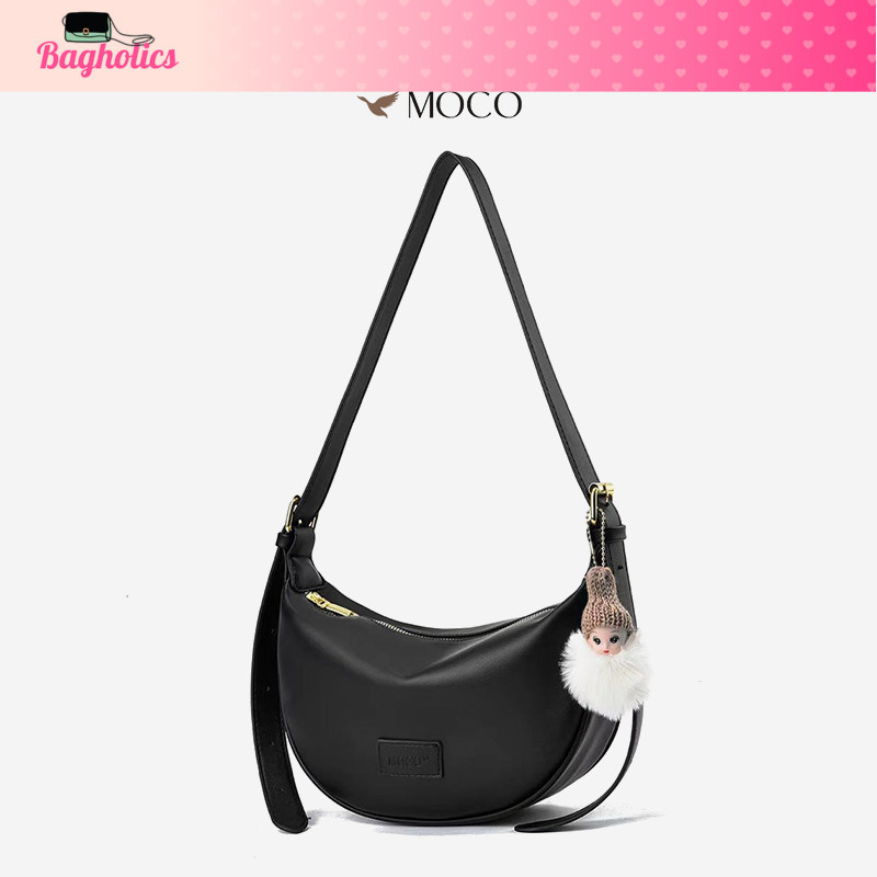MADARSHOP  【Nina Hobo Bag】MOCO Fashion Tas Selempang Wanita Bag Charm Bulu Lucu Half Moon Sling Bag 