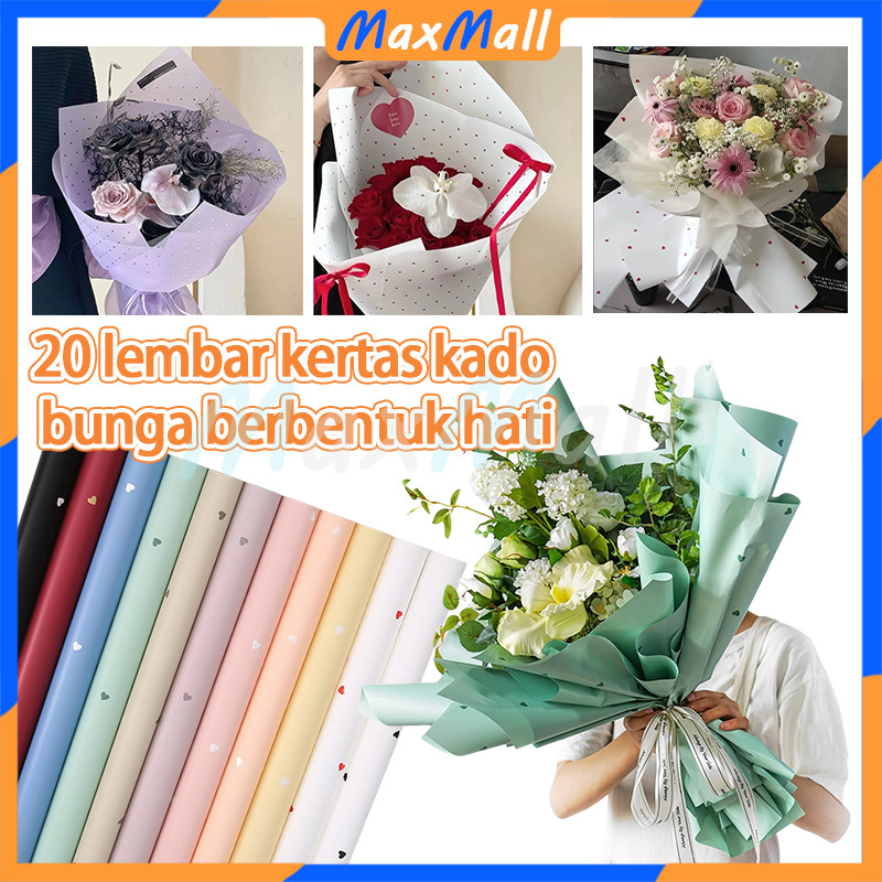 

20 Lembar/Bungkus Kertas Buket Bunga Love Korean Cellophane Wrapping Kertas Kado Polkalove Cellophane Packing Bungkus Kado Gift Love Pattern Flower Wrapping