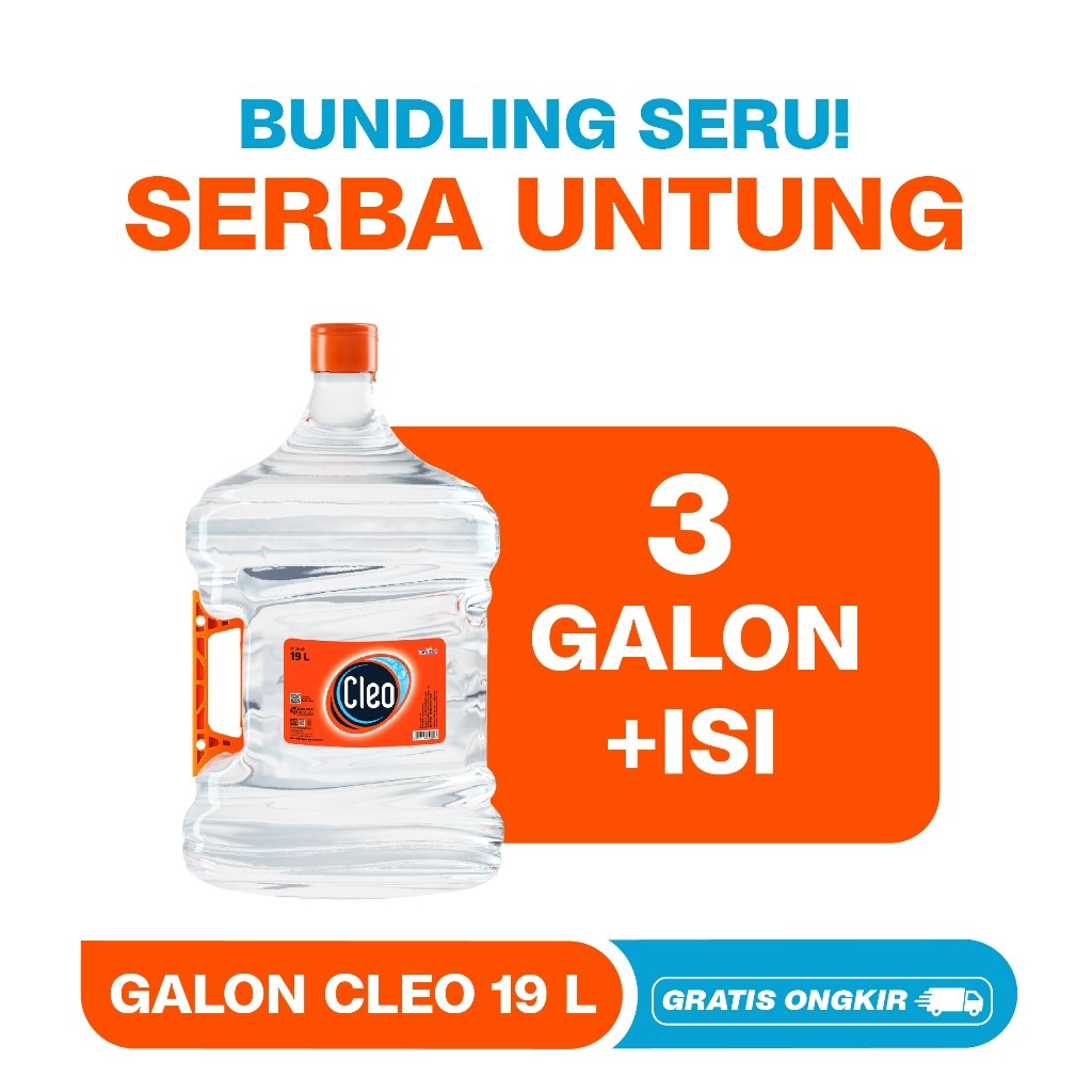 

New Cleo Air Murni Galon 19 LT Handle SE - Bundling Hemat 3 Galon GRATIS ISIPremium