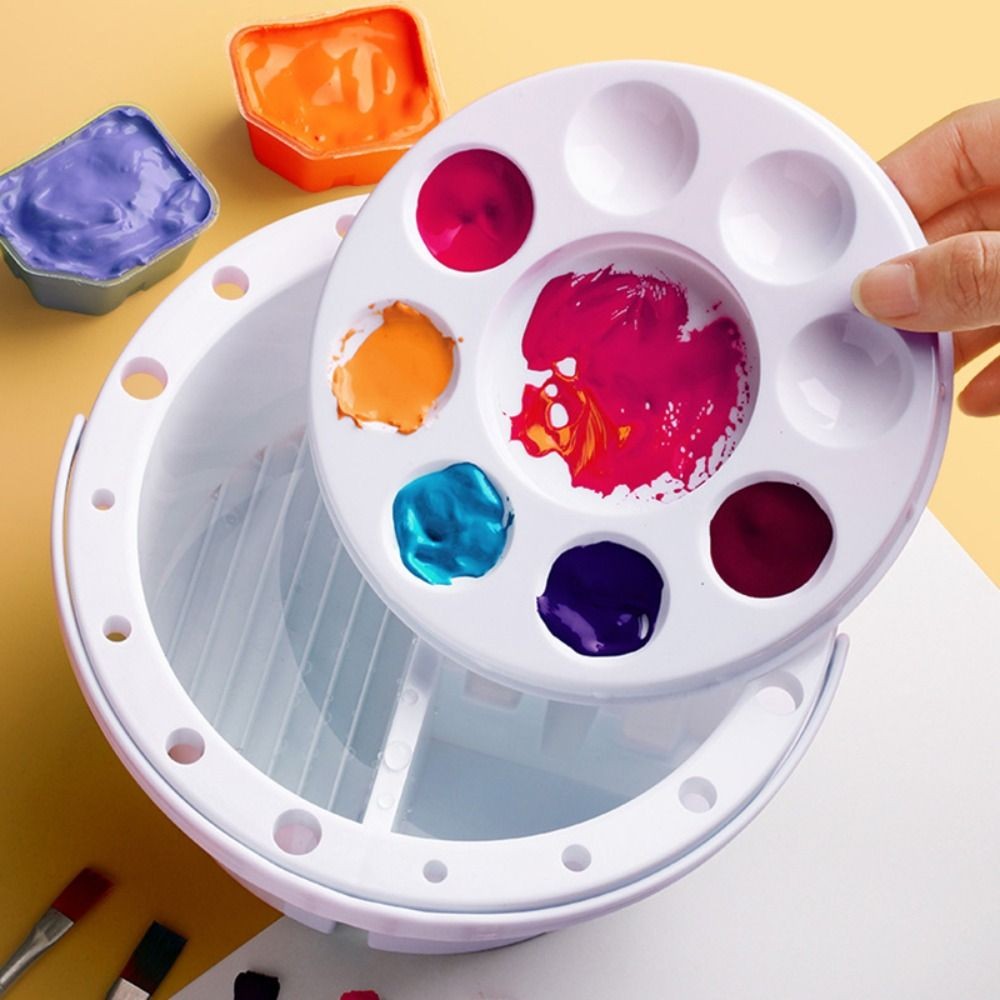 

Paint Brush Holder/Color Palette Paint Brush Washing Bucket 3-in-1 Plastic Paint Brush Cleaner with Lid Paint Brush Washer
