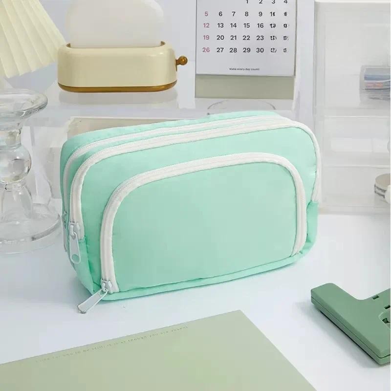 

Girls Pink Large-capacity Pencil Bag Aesthetically Pleasing Schoolbag Korean Stationery Clip Pencil Case School Supplies