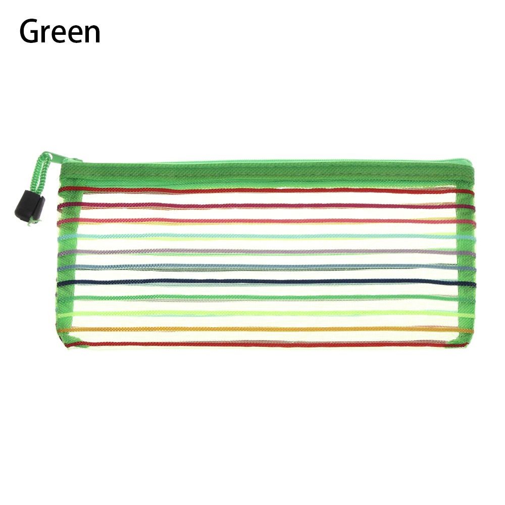 

Simple Rainbow color Mesh Document Bag Multicolor Zipper Stationery Bag Nylon Bag Pencil Case Office Student School Supplies