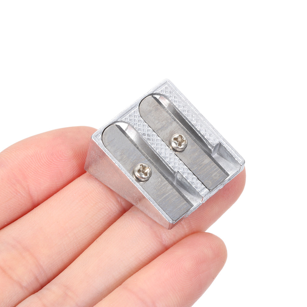 

Metal Bevelled Double Hole Pencil Sharpener Stainless Steel Blade Safety Sharpeners Student Stationery School Office Supplies
