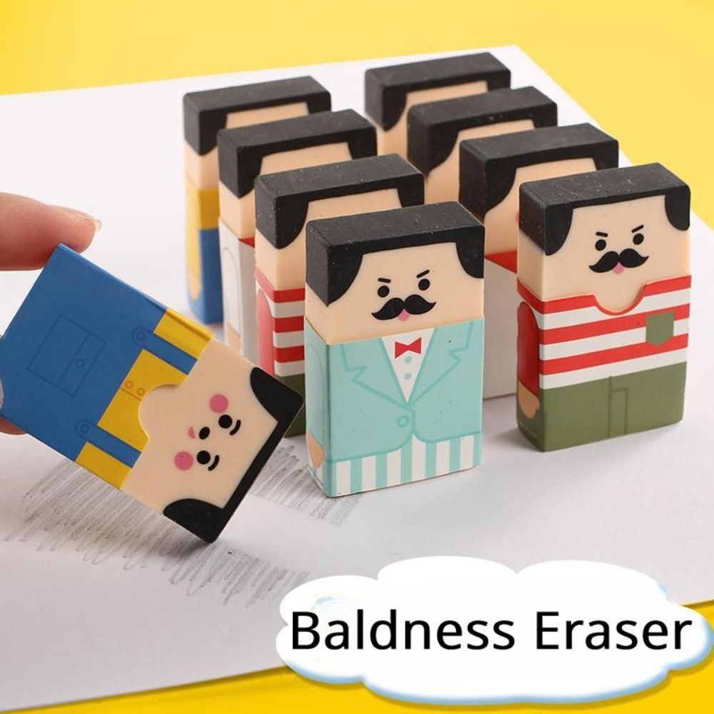 

Creative Without Leaving Marks Bald Man Eraser Bald Man Cute Cartoon Pencil Eraser Student Art Painting Eraser School Office