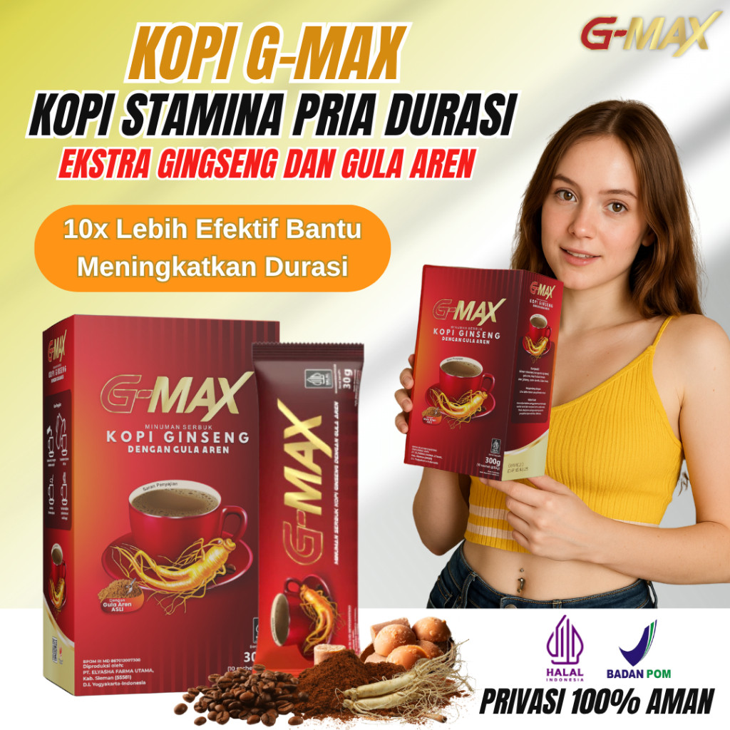 

Terlaris Kopi G-Max Original - Minuman Kopi Gingseng Stamina PriaKuat Halal BPOM - Kopi G-Max Extra Gingseng Dan Gula Aren