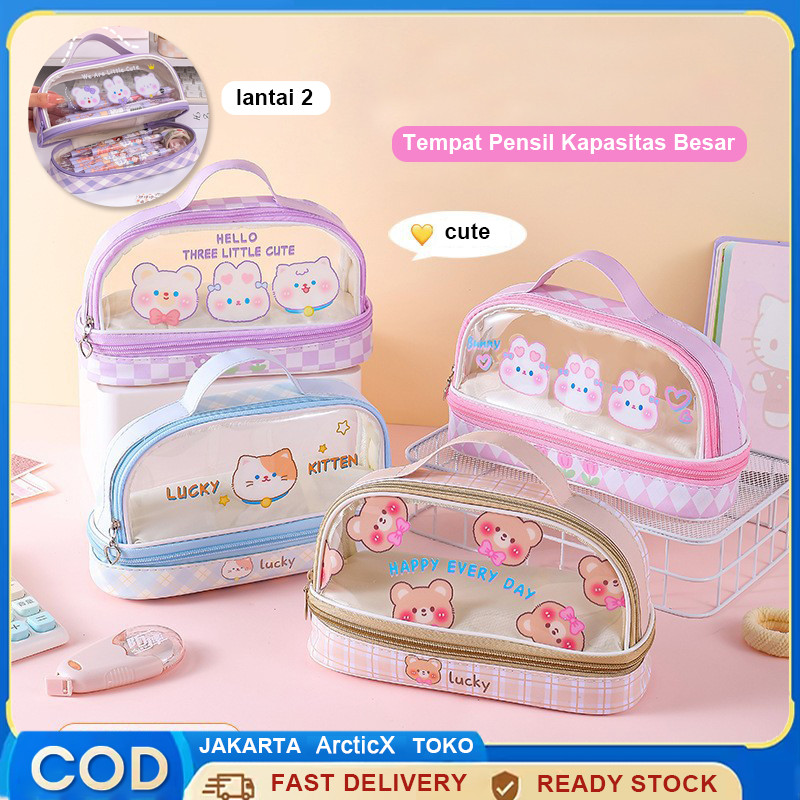 

Tas Alat Tulis Transparan Berkapasitas Besar / Tempat Pensil Bernilai Tinggi Gadis Lucu /Tas Pensil Aesthetic-Hadiah Musim Sekolah
