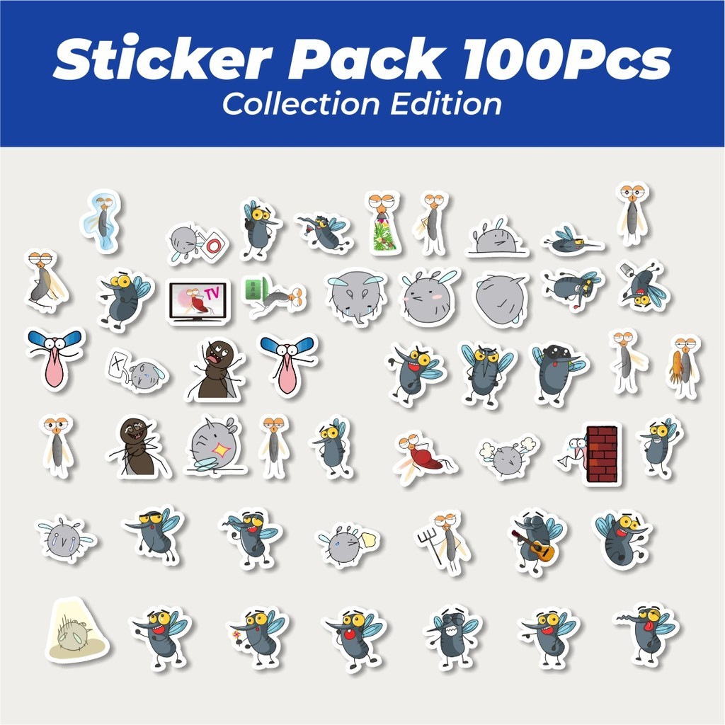 

Hot Hewan Nyamuk Lucu Anti Air Stikers Berperekat Waterproof Sticker Decal Buat Motor Helm Buku Journal Koper Casing HP Laptop Botol Minum