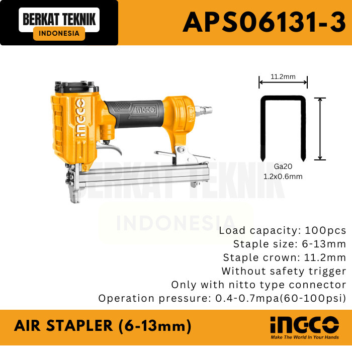 

New Air Stapler (6-13mm) - Staples Steples Tembak Angin - INGCO APS06131-3Premium