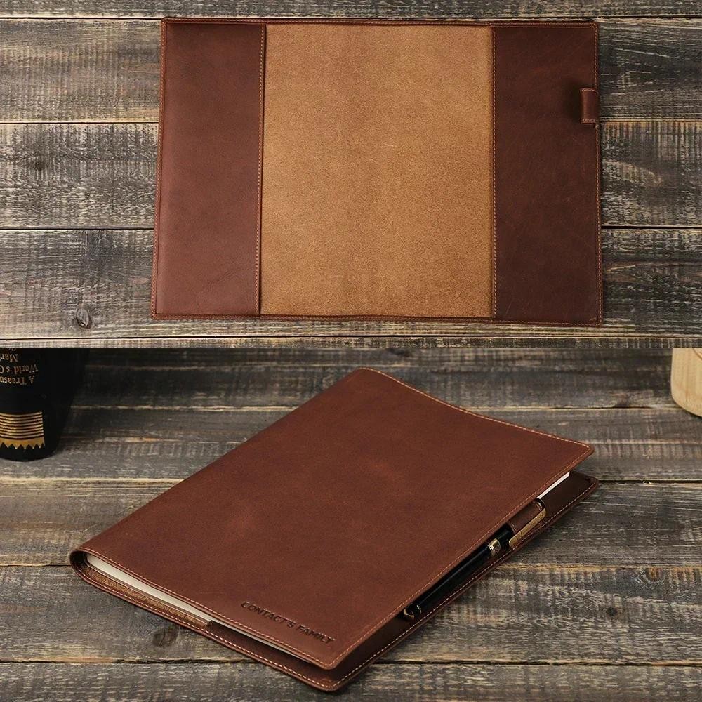 

With Holder Notepad Sleeve Office Protector School Book Business Cover Supplies Retro Case Pen Notebook Leather