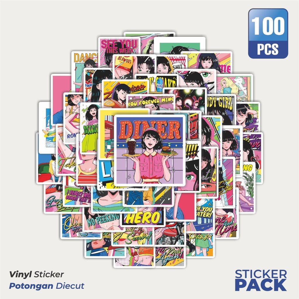 

Stiker Vinyl Stiker Comic Magazine Girls Waterproof Aesthetic- Untuk Laptop, Motor, dan Helm - Paper Stationery Pack