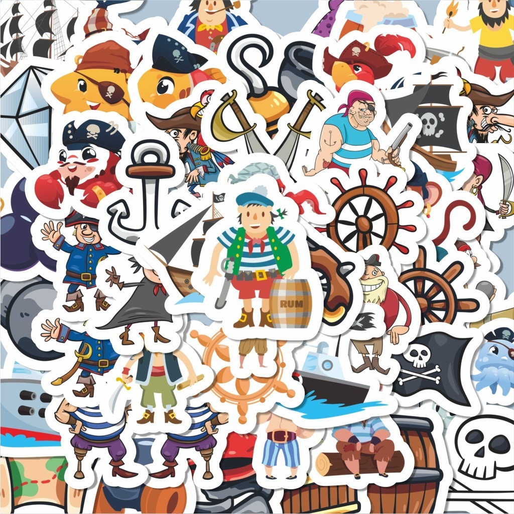 

100PCS Lucu Stiker Kartun Bajak Laut Stiker Aesthetic Stiker Anti Air Stikers Berperekat Waterproof sticker decal buat Motor Helm Buku Journal Koper Casing HP Laptop Botol Minum Hadiah anak