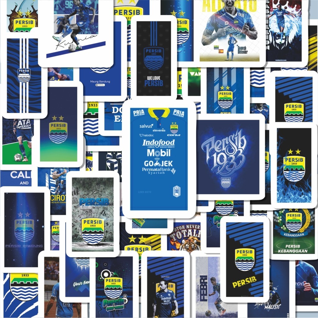 

100PCS Lucu Stiker Klub Bola Persib Stiker Aesthetic Stiker Anti Air Stikers Berperekat Waterproof sticker decal buat Motor Helm Buku Journal Koper Casing HP Laptop Botol Minum Hadiah anak