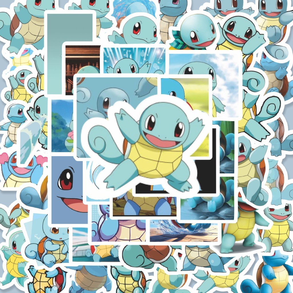 

100PCS Lucu Stiker Kartun Pokemon Squirtle Stiker Aesthetic Stiker Anti Air Stikers Berperekat Waterproof sticker decal buat Motor Helm Buku Journal Koper Casing HP Laptop Botol Minum Hadiah anak