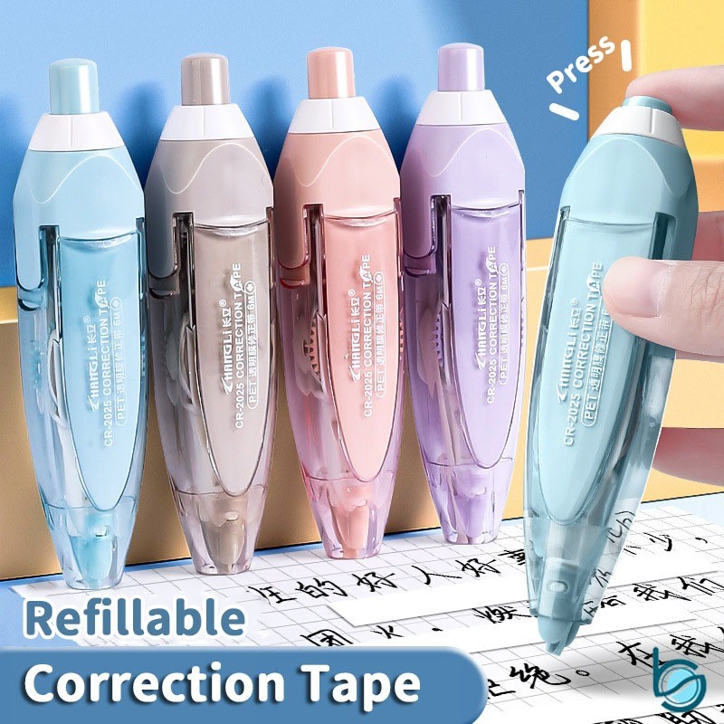 

Correction Tape/Tipex Kertas 6M Aesthetic Push Correction Tape Alat Tulis Pita Koreksi Portabel Isi Ulang Yang Dapat di Refill - Best Stationary