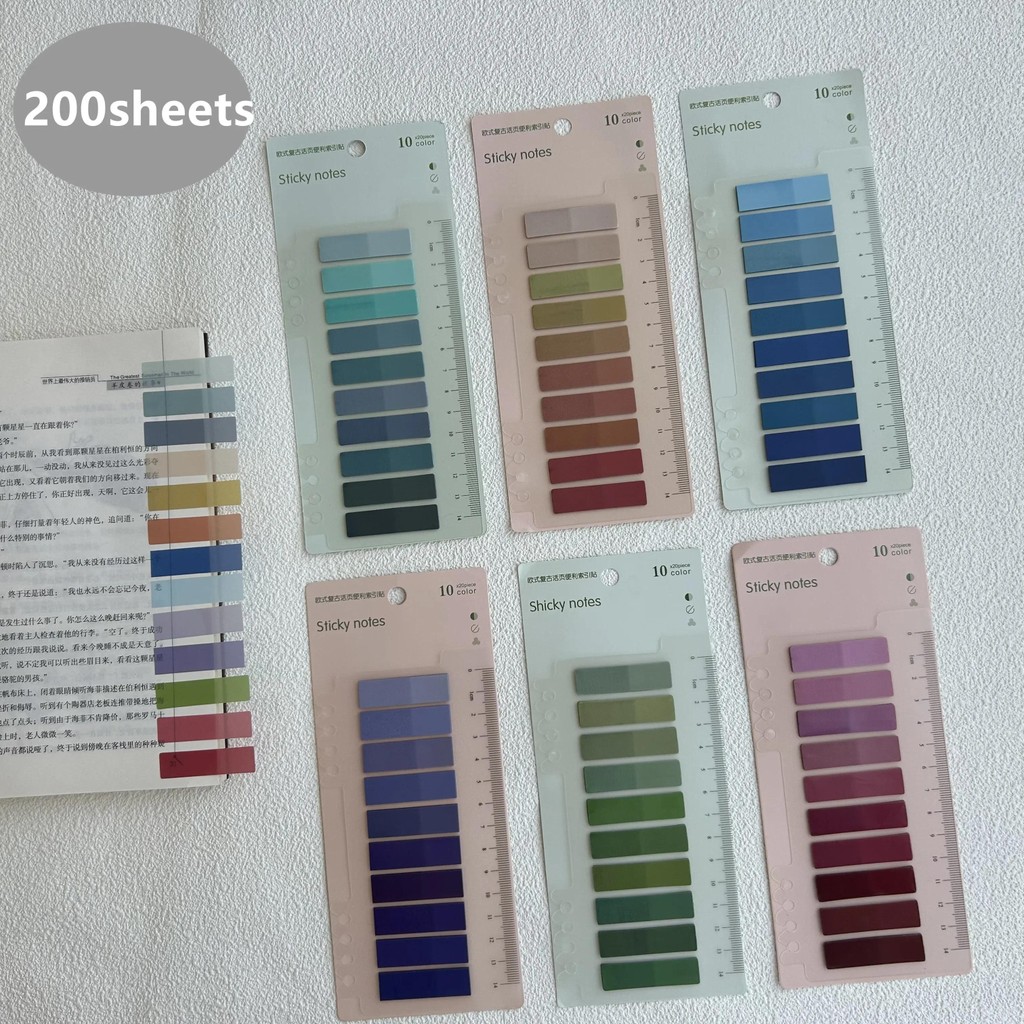 

200 Sheets Transparent Sticky Notes Self-Adhesive Reading Annotation for Books Notepad Bookmarks Memo Pad Index Tabs
