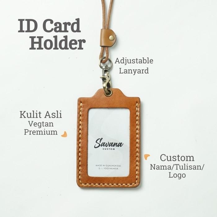 

ID Card / Name Tag Holder / Dompet Id Card Kulit - Custom Nama - Polos, 2 Slot