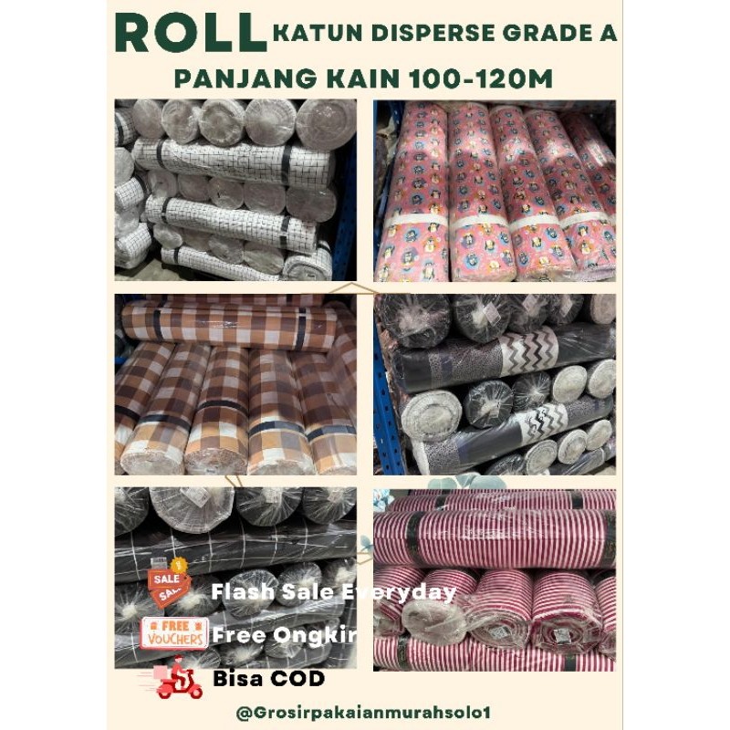 DISKON Roll Katun Disperse Murah | Roll Polos | Roll Motif | Roll Batik | Roll Microtex
