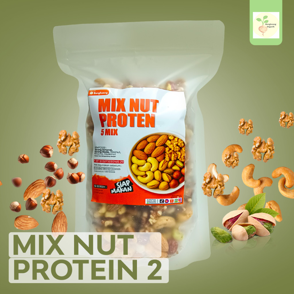 

MIX NUT PROTEIN 250gr - Kacang Almond, Mede, Walnut, Pistachio, Hazelnut