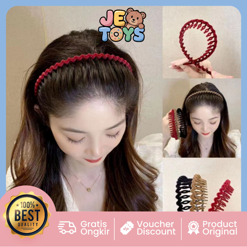 Je Toys F5772 Bando Sirkam Bentuk Gelombang Zigzag Untuk Pria Wanita Model Korea / Bando Doff Model 