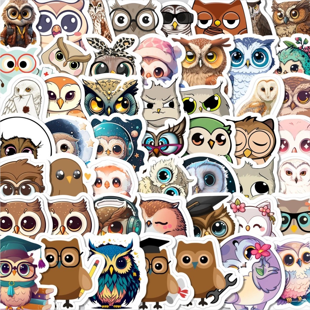 

Stiker Cutting Pack Stiker Owl [Burung Hantu] Isi 100Pcs Series Aesthetic Lucu Keren Untuk Koper Bahan Vynil