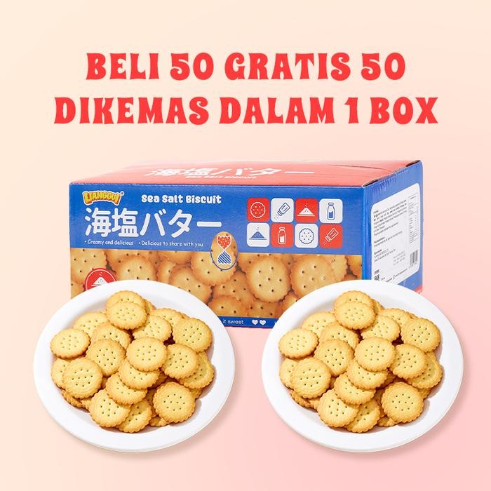 

【HALAL】Lianggui 【Beli 50 pcs Gratis 50 pcs】Seasalt Biscuit Best Seller Enak Cemilan Pengganti Sarapan Kue Kering Renyah Gurih Cemilan Tepat Saat untuk Keperluan Sehari-hari! Cocok untuk Dinikmati Bersama Keluarga! - Sea Salt Biscuit Beli 50Pcs gratis 50 P