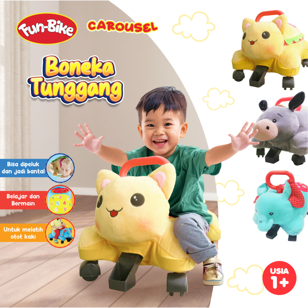Funbike Carousel Mainan Boneka Tunggang Melatih Keseimbangan Anak Ride On Anak Bisa Dinaiki Boneka H