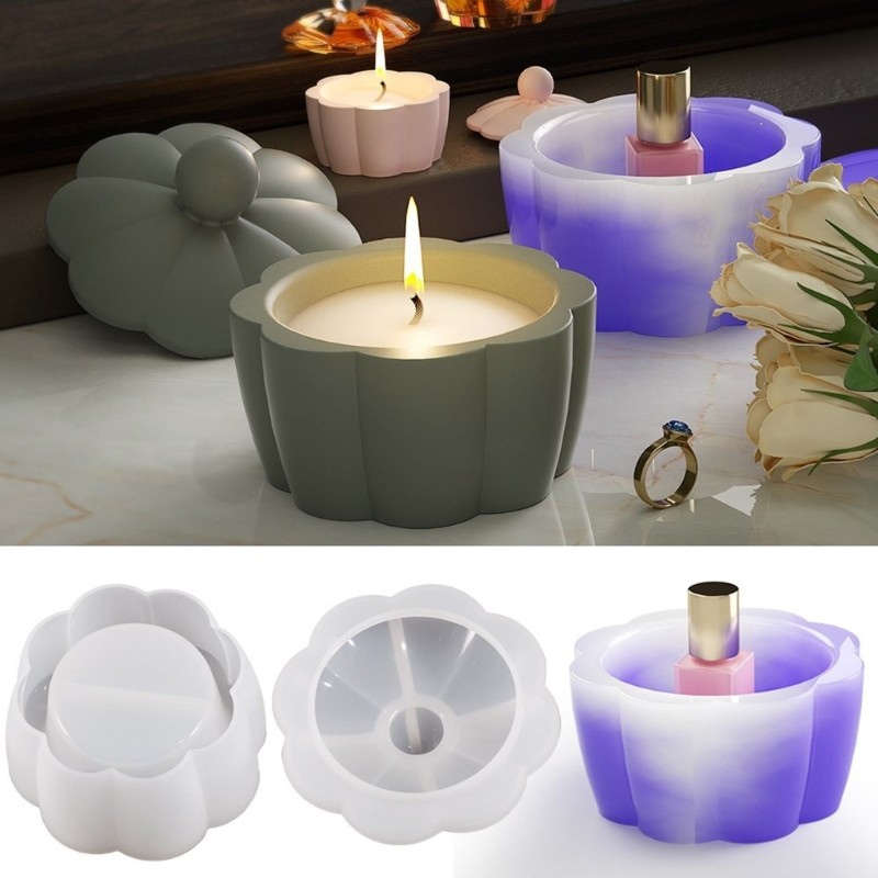 

Epoxy Resin Mold Jewelry Box Molds Flower Shaped Storage Container Moulds Silicone Material for Making Storage Box Jar X3UD