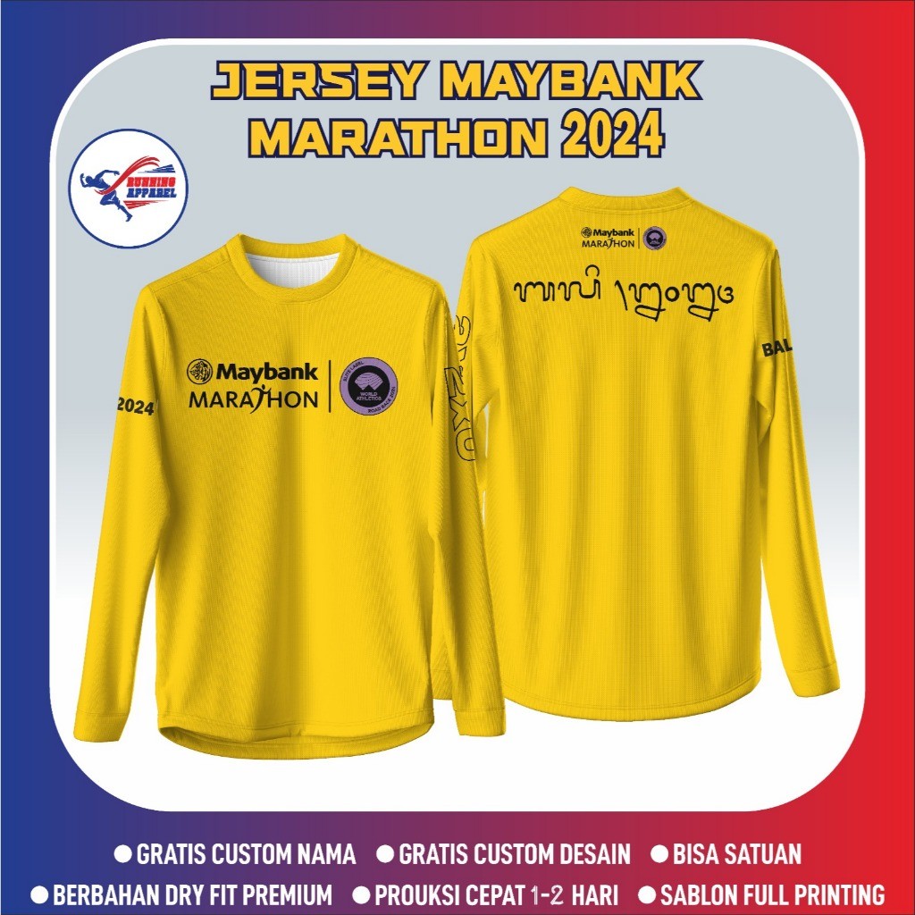 JERSEY MAYBANK MARTHON 2024, Free Custom Nama dan Nomor Punggung Jara