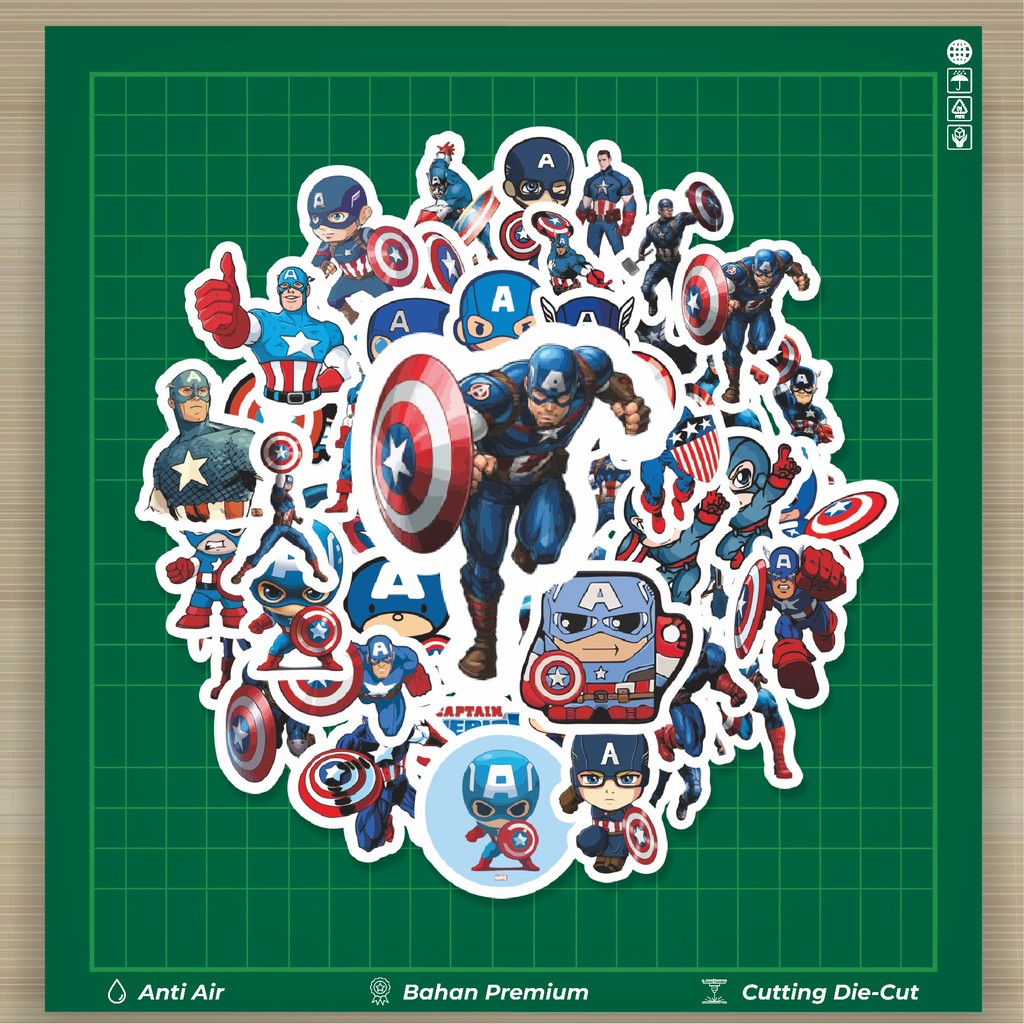 

HOT 50 PCS STIKER Stiker Kartun Captain America Stiker Fashion Cars Decal Dingin Kartu Album Custom Vinyl Anti Air- Sticker Aesthetic Buku Journal Koper Casing HP Tablet Laptop Helm Motor Botol Minum