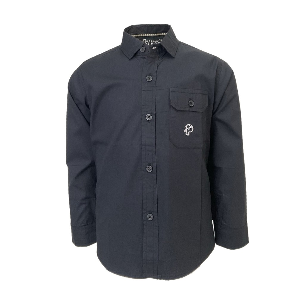 Pingu Kemeja Anak Laki Laki Polos Panjang Hitam 92101132