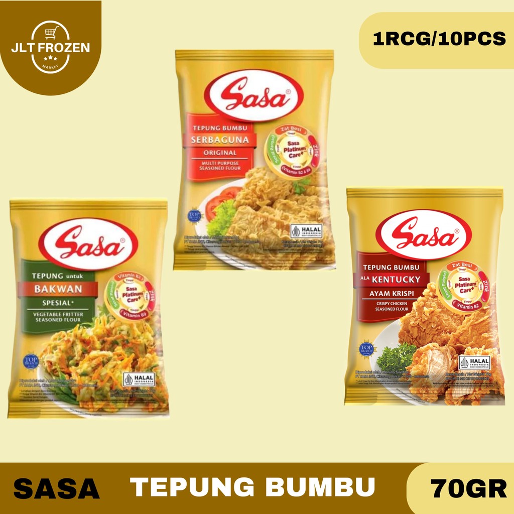 

Sasa Tepung Bumbu Instan 70g -1RENCENG/10PCS / Tepung Bumbu Serbaguna / Tepung Bakwan / Tepung Kentucky / Tepung Krispi