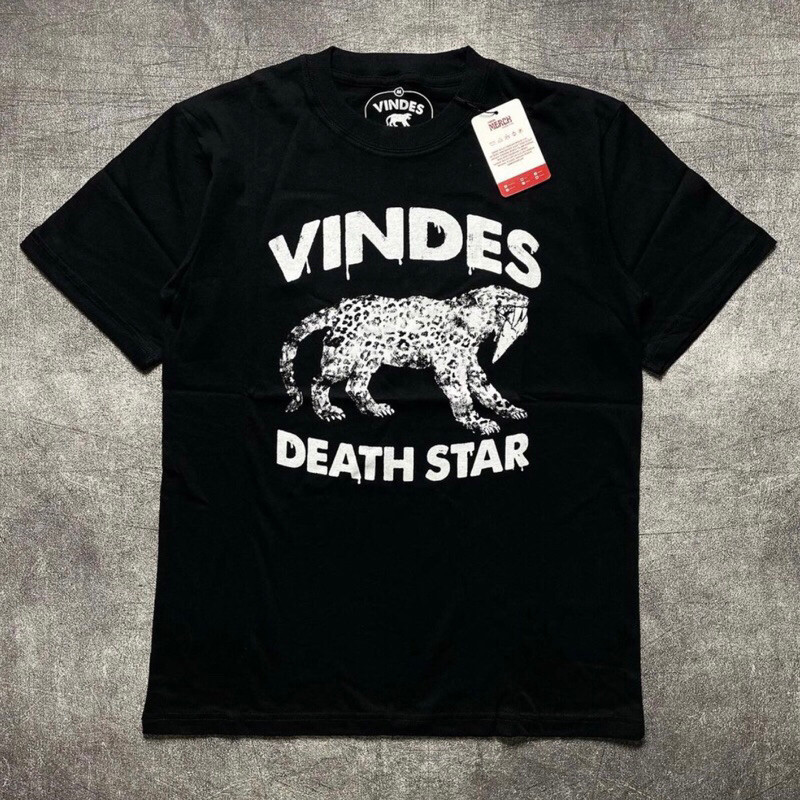 Tshirt Band VINDES DEATH STAR Putih Dan Hitam Cotton Combad 30s Tebal