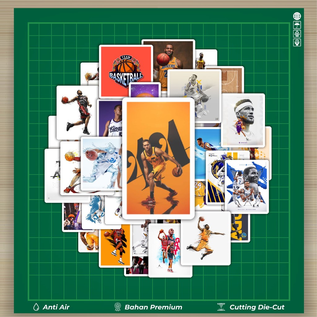 

HOT 50 PCS STIKER Stiker NBA Basketball Stiker Fashion Cars Decal Dingin Kartu Album Custom Vinyl Anti Air- Sticker Aesthetic Buku Journal Koper Casing HP Tablet Laptop Helm Motor Botol Minum