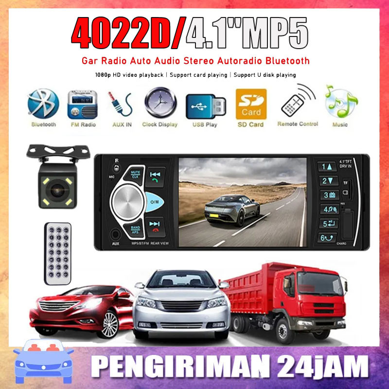 <COD>Single Din 4022D LCD 4.1 Inch Monitor Tape Audio Tape Mobil Bluetooth MP5 Parkir Monitor Tape A