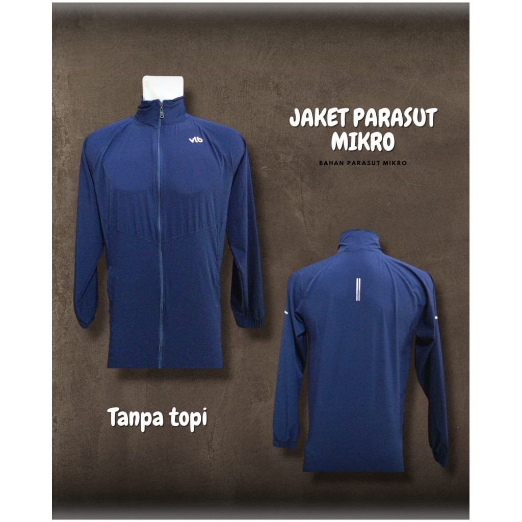 Jaket Parasut Pria Hoodie Bahan Mikro – All Size Fit L | Jaket Olahraga Anti Angin Warna Hitam/Navy/