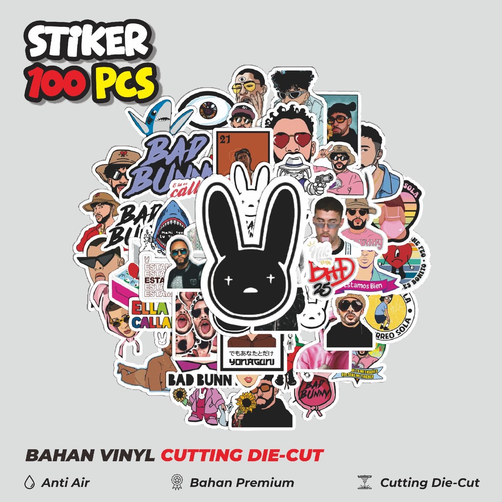 

Terbaru! 50 pcs Stiker Bad Bunny Series [Seri Kelinci Buruk] Dekorasi Lucu Kreatif untuk Notebook, Skateboard, HP
