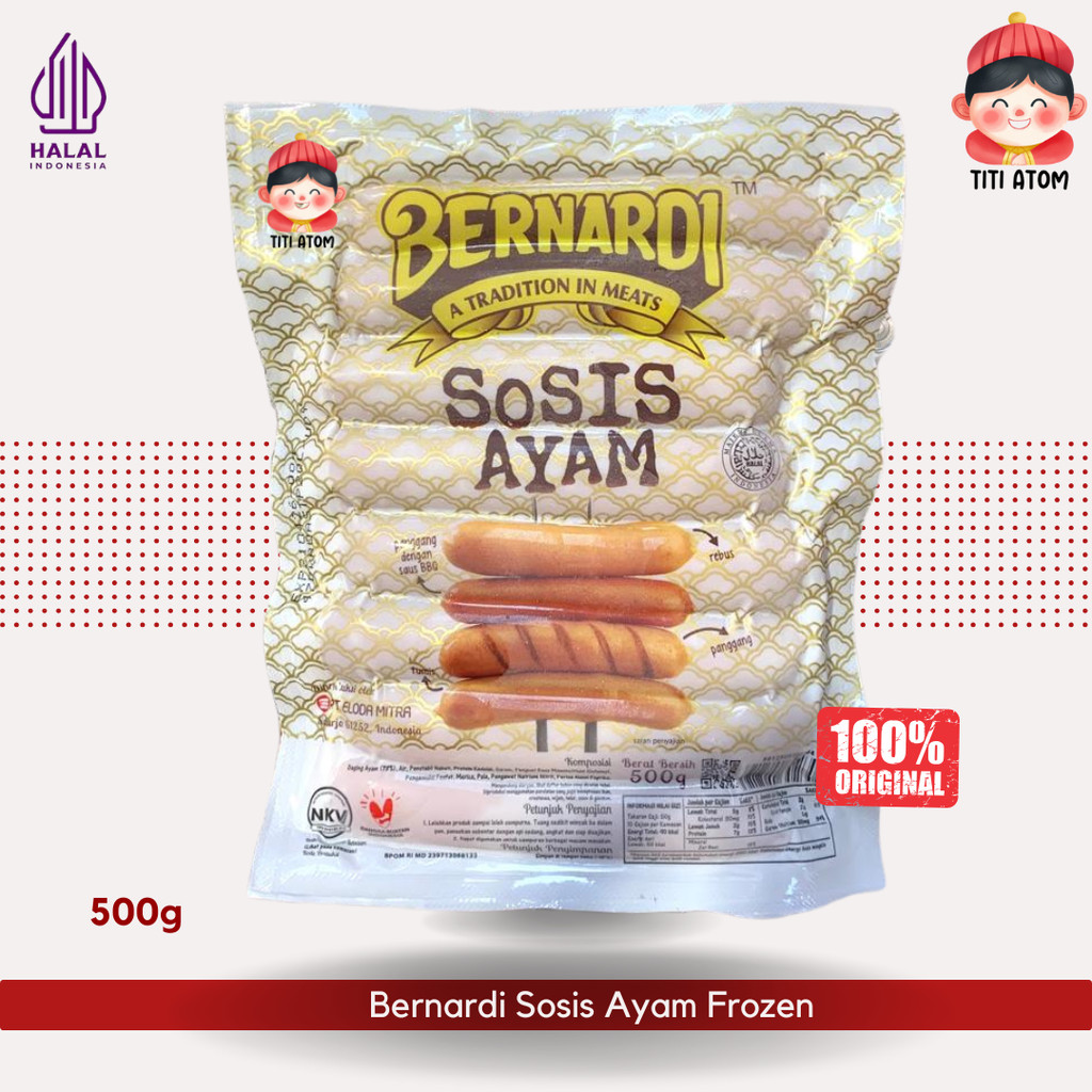

Bernardi Sosis Ayam Chicken Sausages Frozen Food 500g