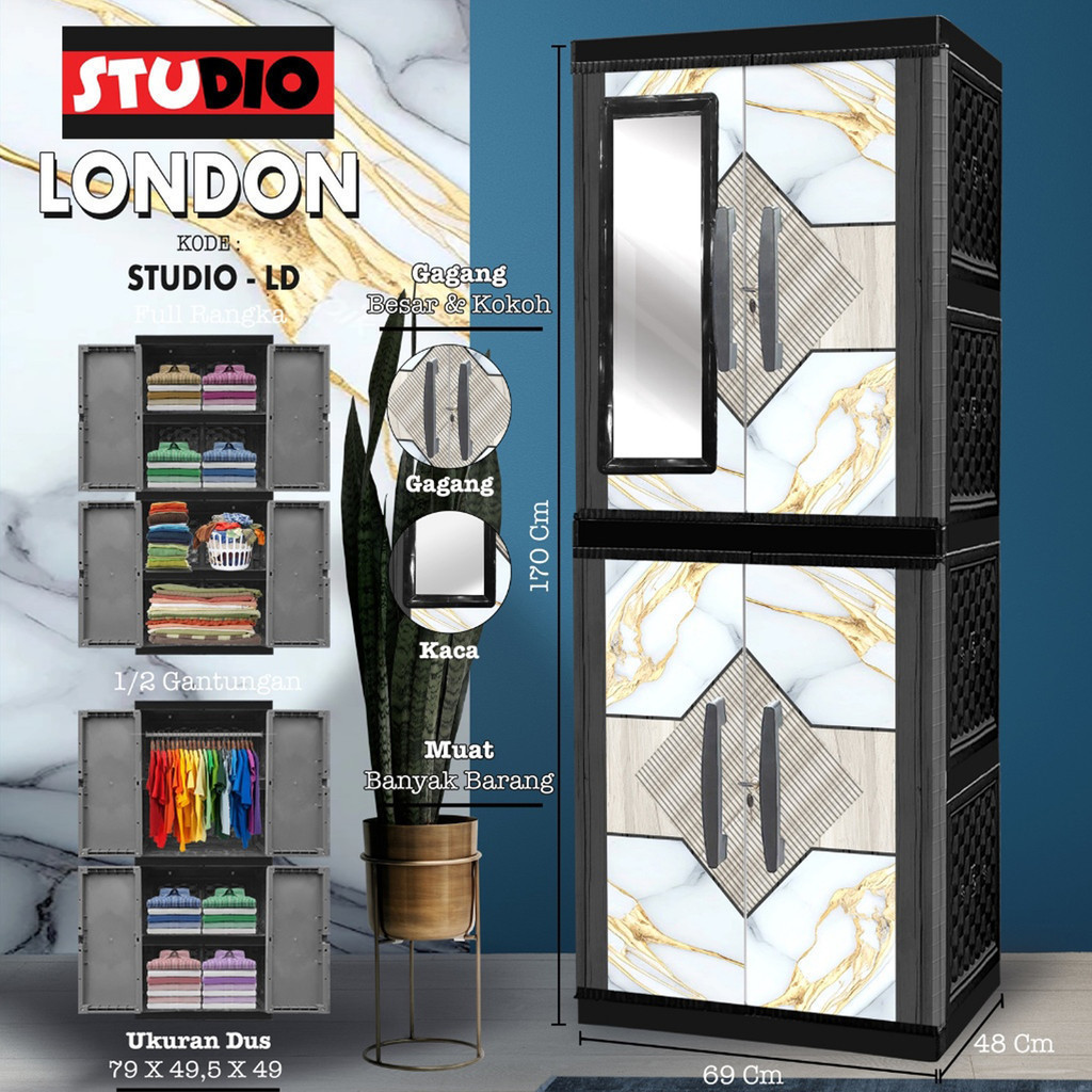 RK Naiba Fit 9524 / 9504 - Lemari Plastik Naiba FIT Jumbo Kaca MIROR + Kunci FULL RAK Cabinet Jumbo