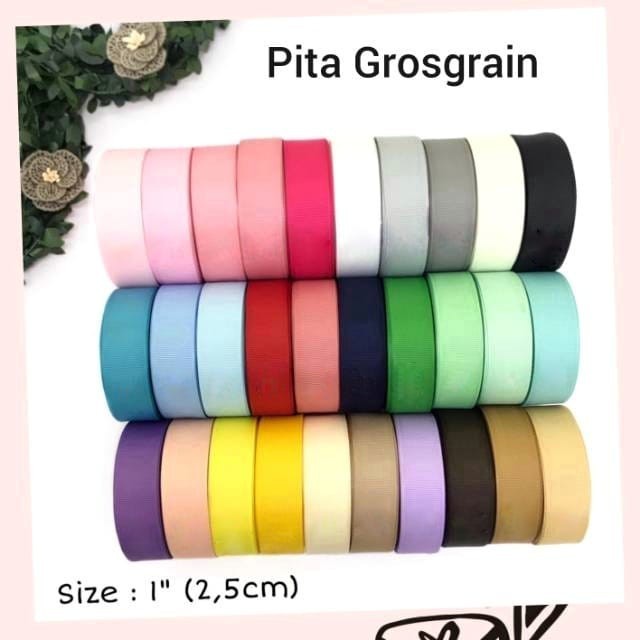 

100 Yard - 2.5 CM | Pita Grosgrain GGF 1 INCH / PUTIH / HITAM / PINK / MERAH / BIRU