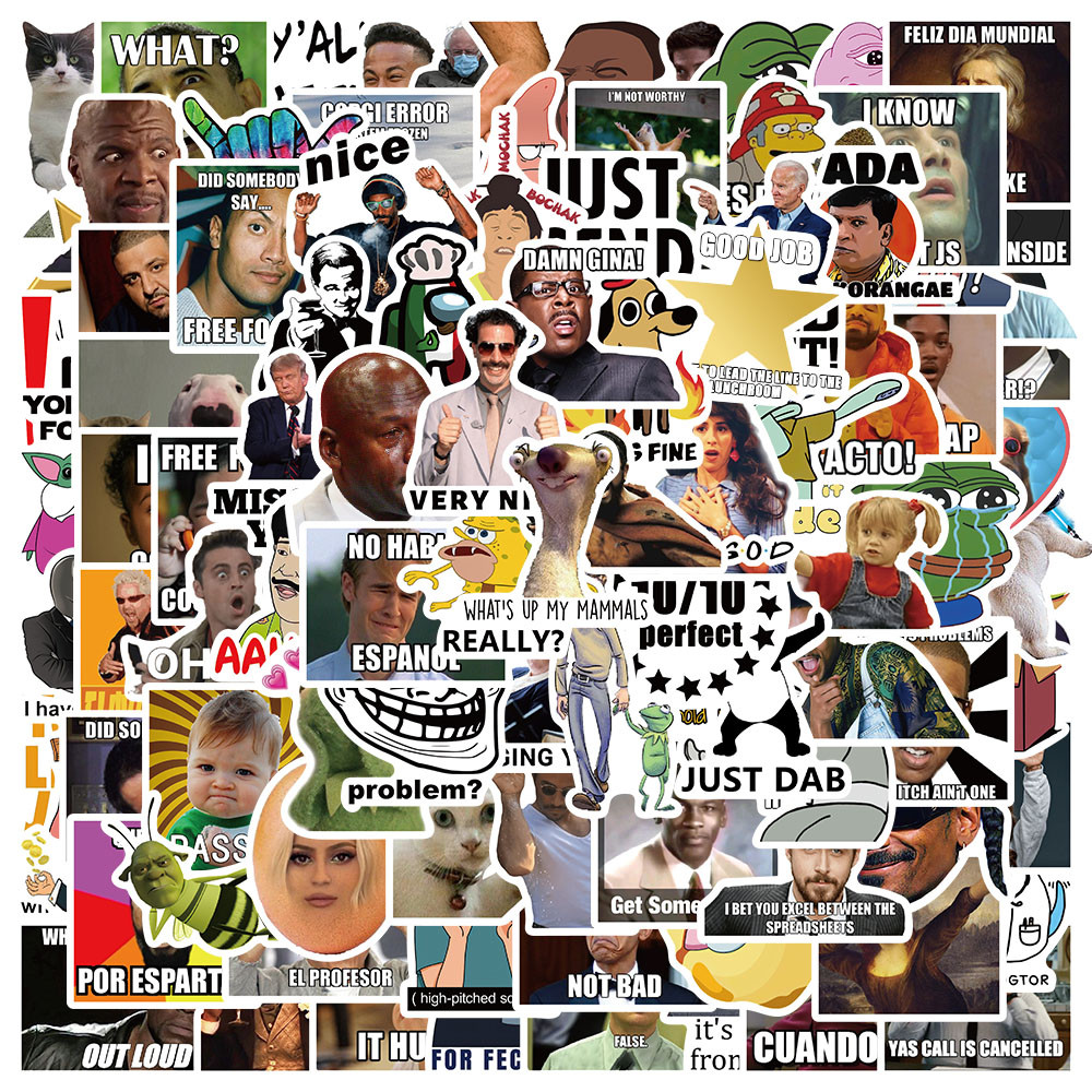 

50/100pcs Funny Meme Stickers For Laptop Guitar Skateboard Water Bottle Bicycle Car Decals Waterproof Graffiti