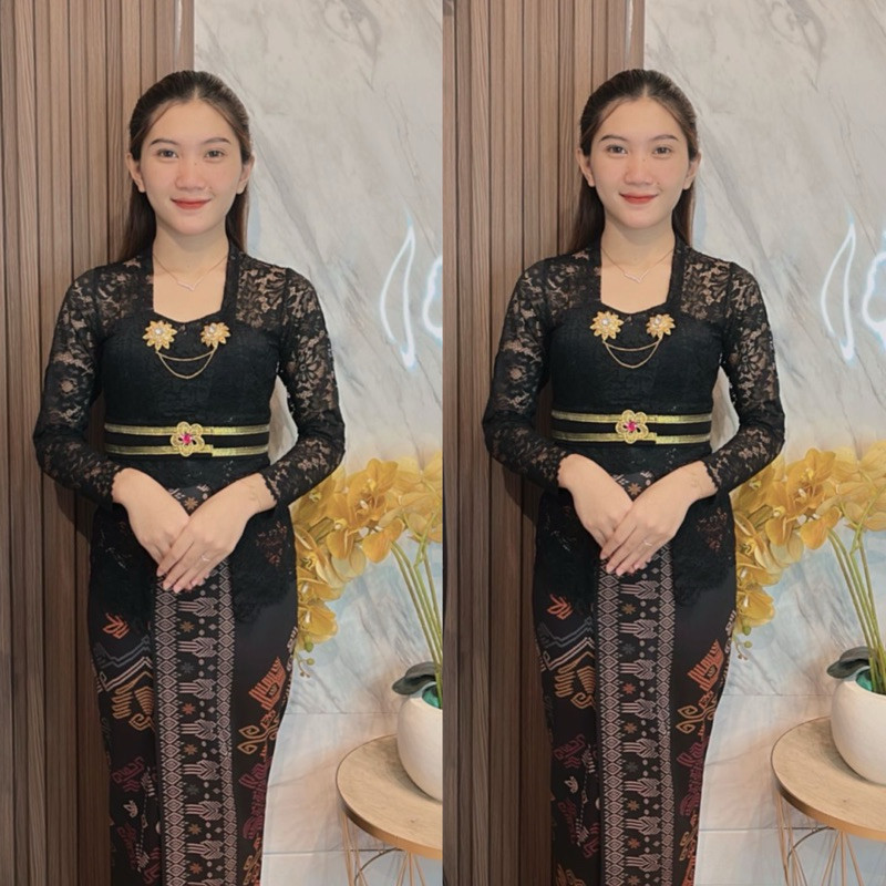 Setelan kebaya + rok moscrepe motif bahan melar/Setelan Kebaya Bali Sofia Panjang Premium/kebaya bal