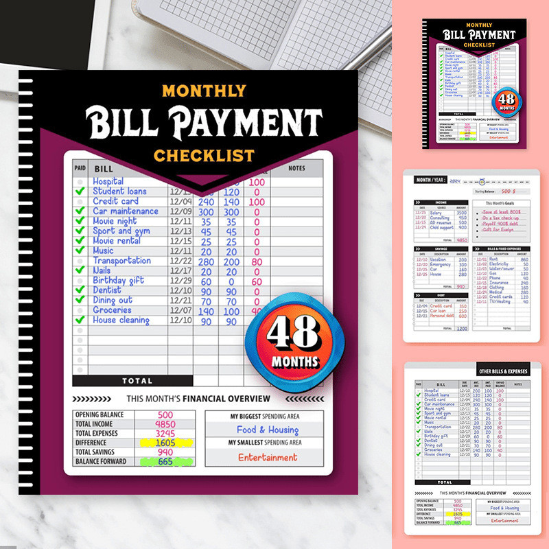 

Bill Tracker Notebook: Monthly Expense Log with Savings Tracker Thick Paper Budget Planner for Family & Students