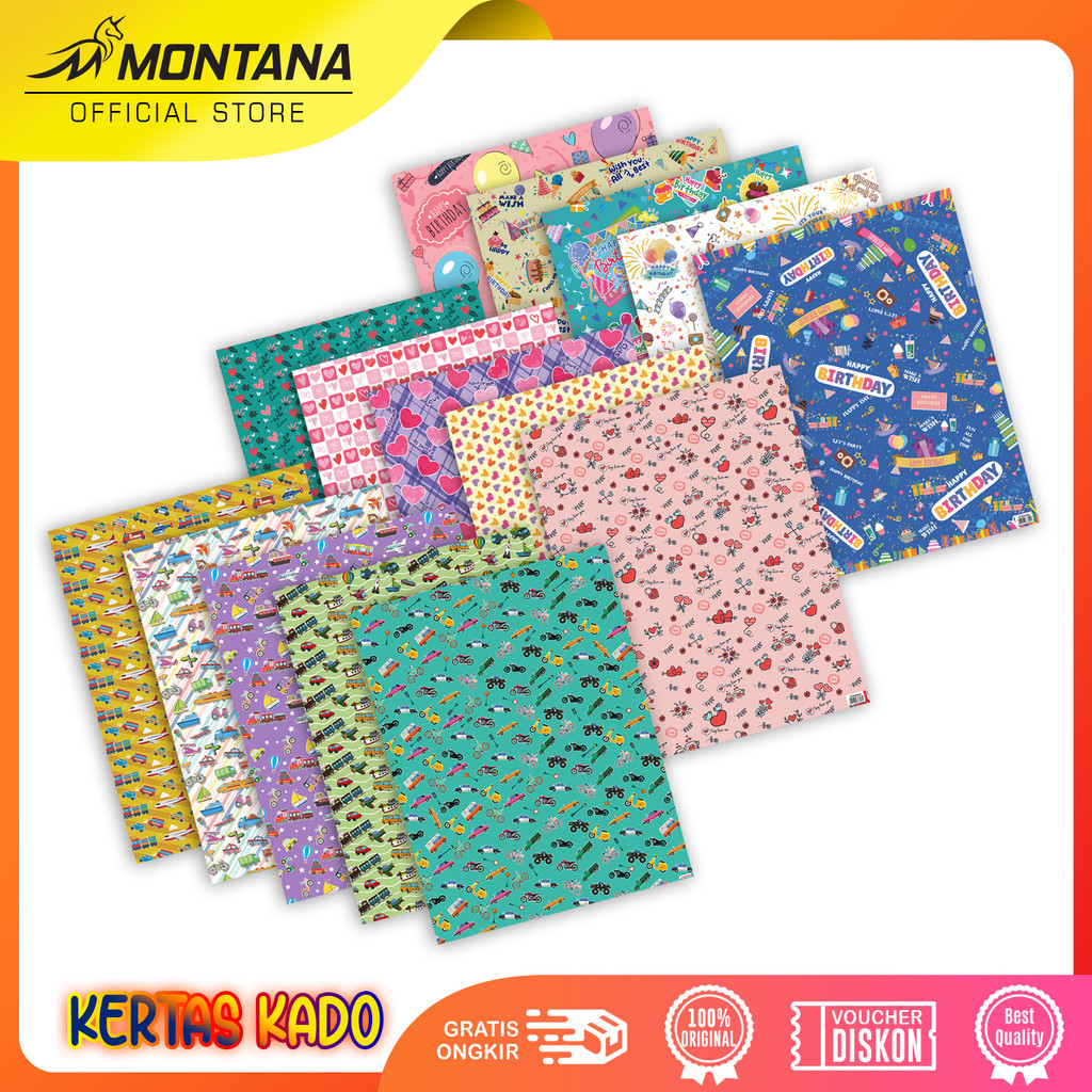 

MONTANA Kertas Kado Wrapping Paper Paket isi 10 Pcs